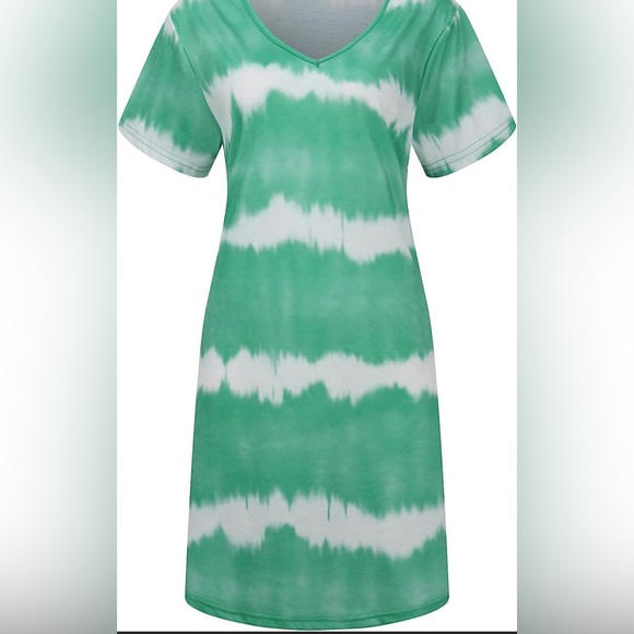 HP❤️New Oversized Green Beach Casual Tie Dye Dress Sz XS - Picture 2 of 6